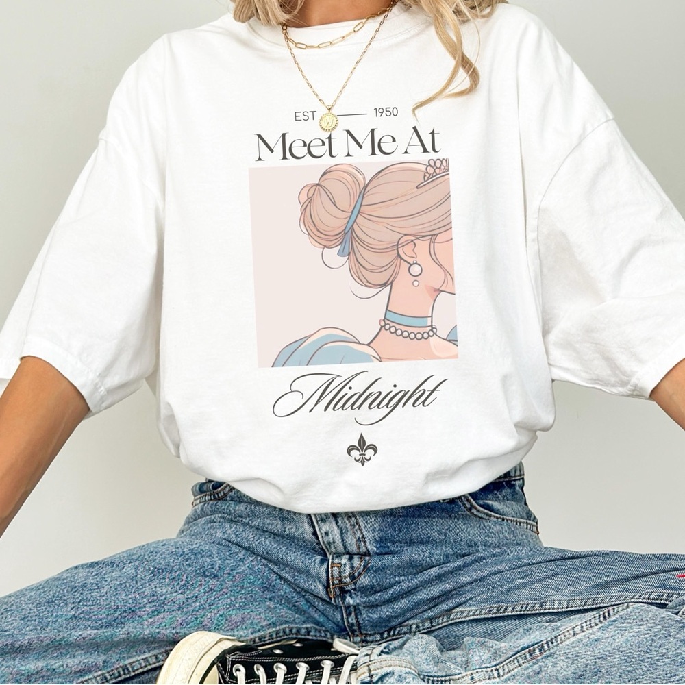 Brand New Women’s Large Meet Me At Midnight Graphic Tee - White - Cinderella